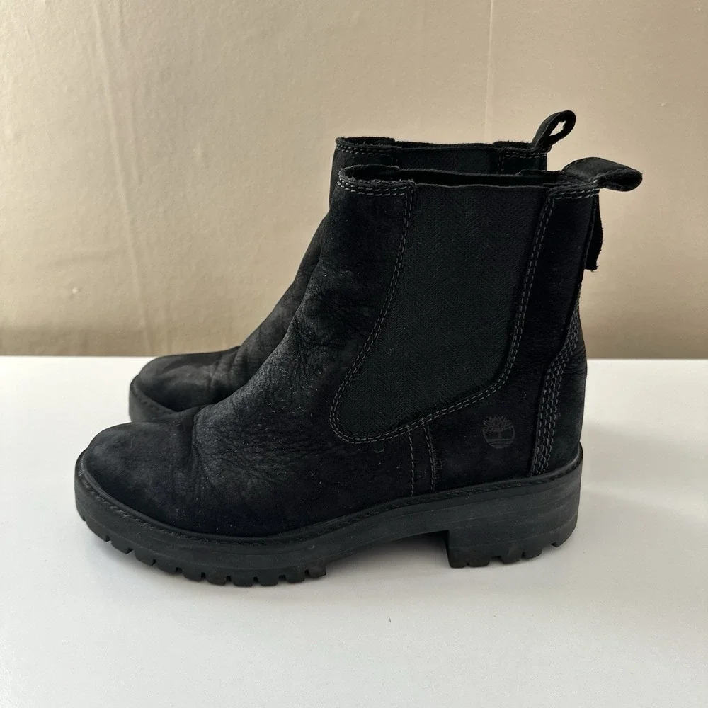 Timberland Womens Courmayeur Valley Chelsea Boot Size 7 Black Chunky Grunge